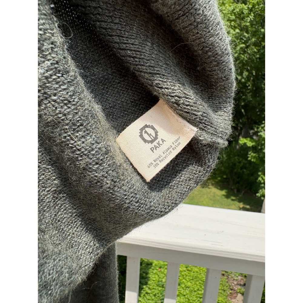 Paka Mens Crewneck Sweater Medium Green Royal Alpaca Knit Sustainable Peru - Picture 9 of 11